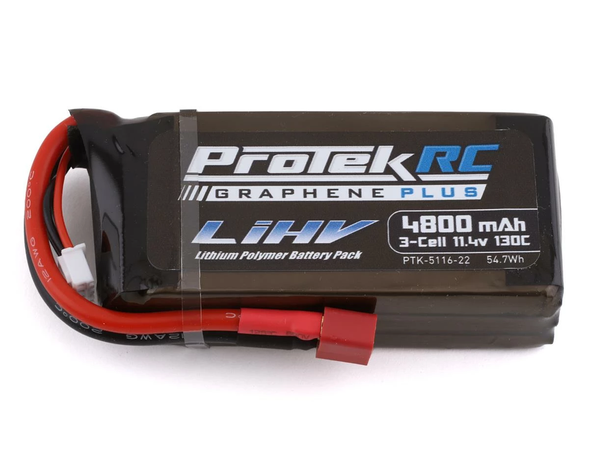 ProTek RC 3S 130C Low IR Si-Graphene + HV Shorty LiPo Battery (11.4V/4800mAh) Crawler Pack w/T-Style Plug 3 ProTek RC 3S 130C Low IR Si-Graphene + HV Shorty LiPo Battery (11.4V/4800mAh) Crawler Pack w/T-Style Plug